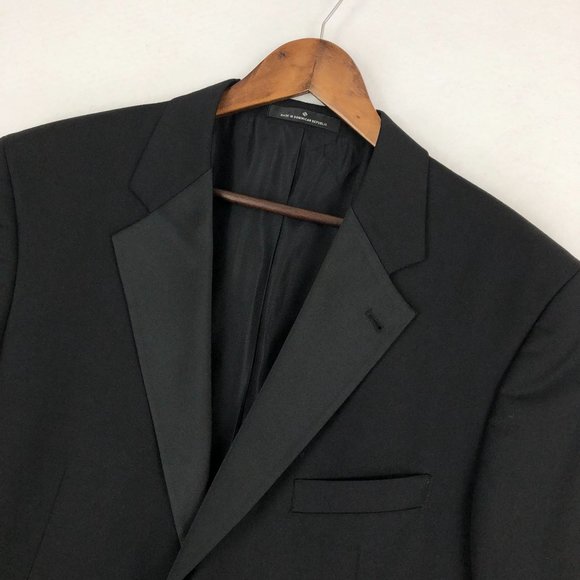 Joseph Abboud Men's Size 43L Black 100% Wool Two-Button Notch Tuxedo Jacket Coat - Picture 2 of 11